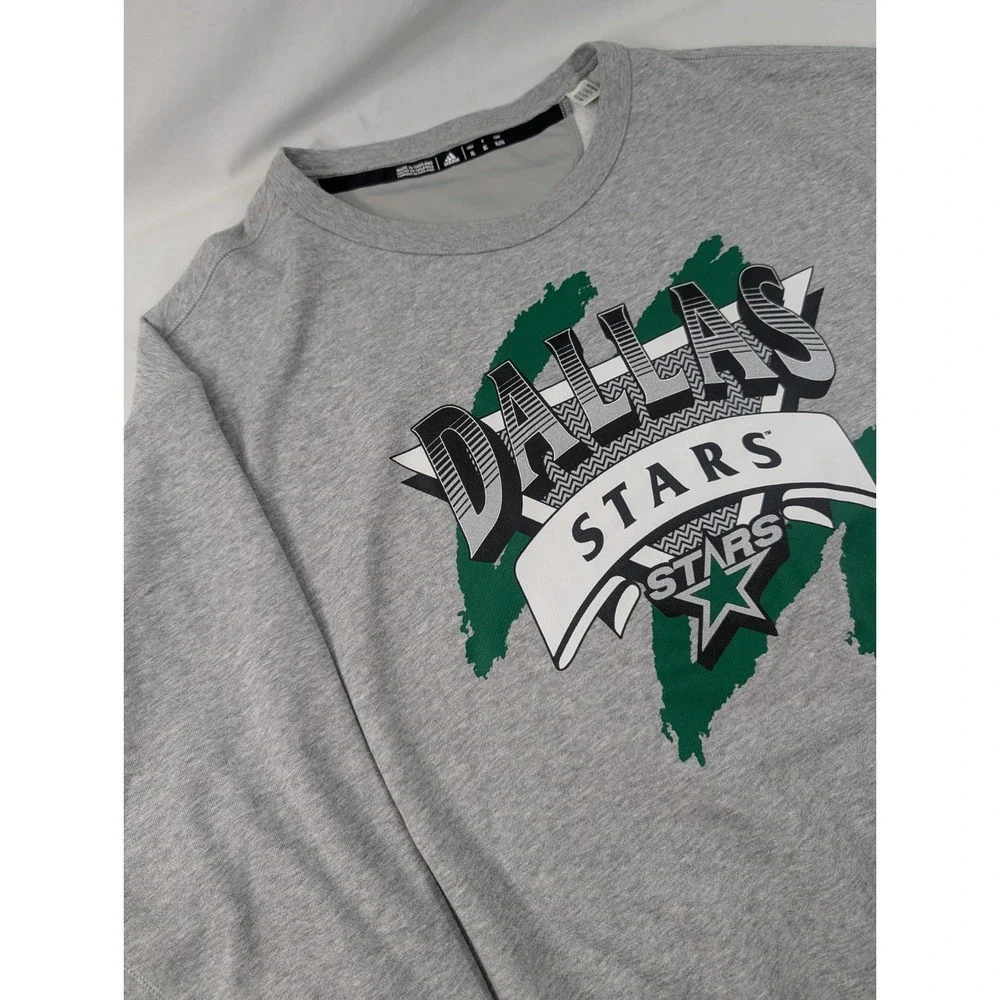 Dallas Stars Sweatshirt Mens XL Gray NHL Hockey Adidas Gray Fleece Crewneck